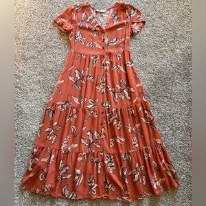 Sonoma Terracotta Floral Midi Dress